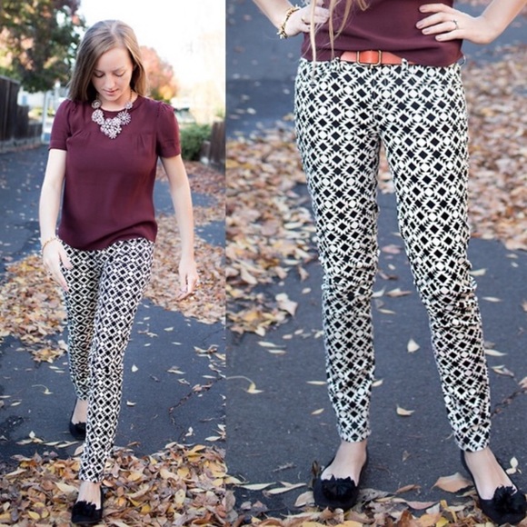 J. Crew Mid-Rise Toothpick Jean Black/White Print - Picture 3 of 13